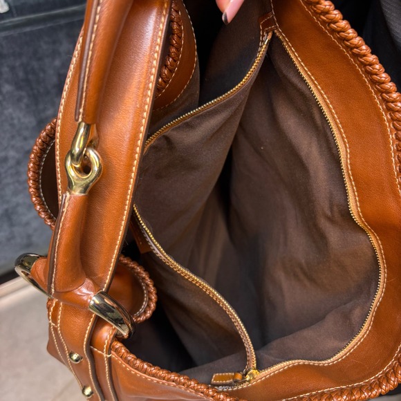 GUCCI Camel Leather Chain Large Hobo Horsebit Strap Inside Zip Pocket light gold - Picture 12 of 13